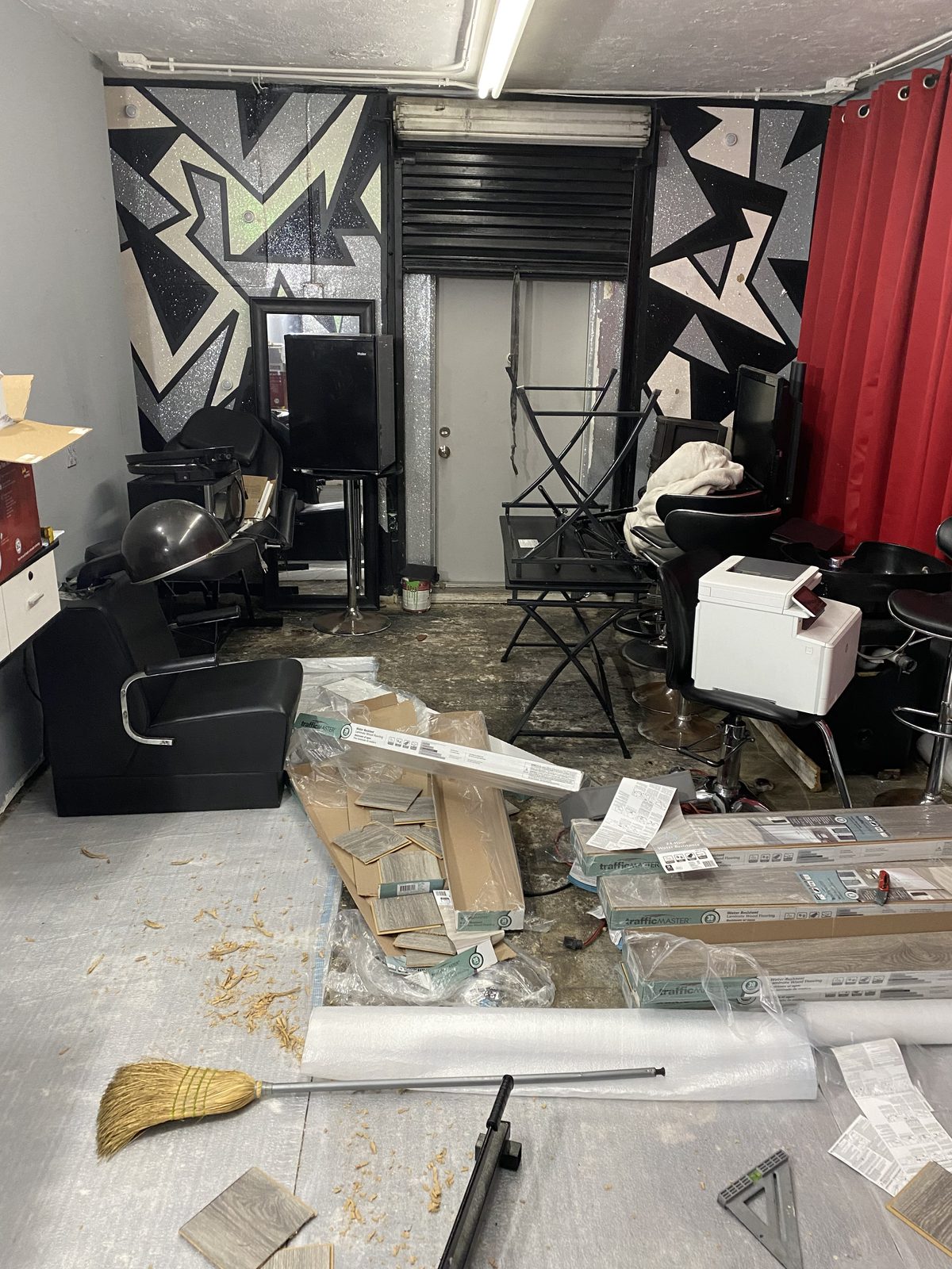 Before: Salon floor installation